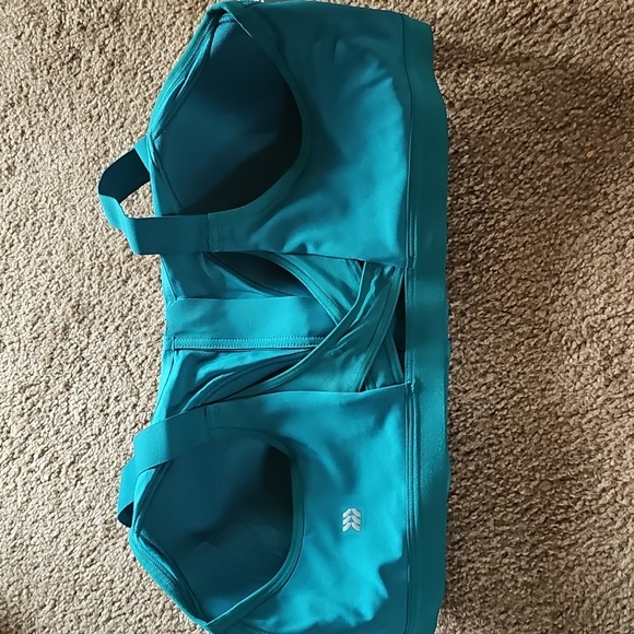 All In Motion Sculpt High Support Zip-Front Sports Bra Size 44D Teal - Picture 3 of 3